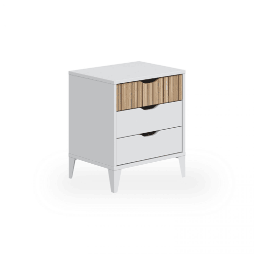 Nitza Na mesa de cabeceira Blanco Artik (Blanco Mate) - Natur 44 x 50 x 33 cm