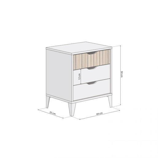 Nitza Na mesa de cabeceira Blanco Artik (Blanco Mate) - Natur 44 x 50 x 33 cm