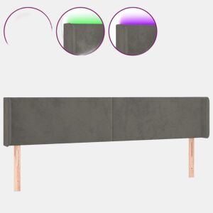 vidaXL Cabeceira cama c luzes LED veludo 163x16x7888cm cinza-escuro