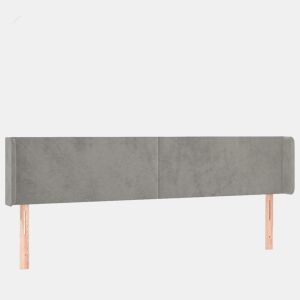 vidaXL Cabeceira cama c luzes LED veludo 203x16x7888 cm cinza-claro