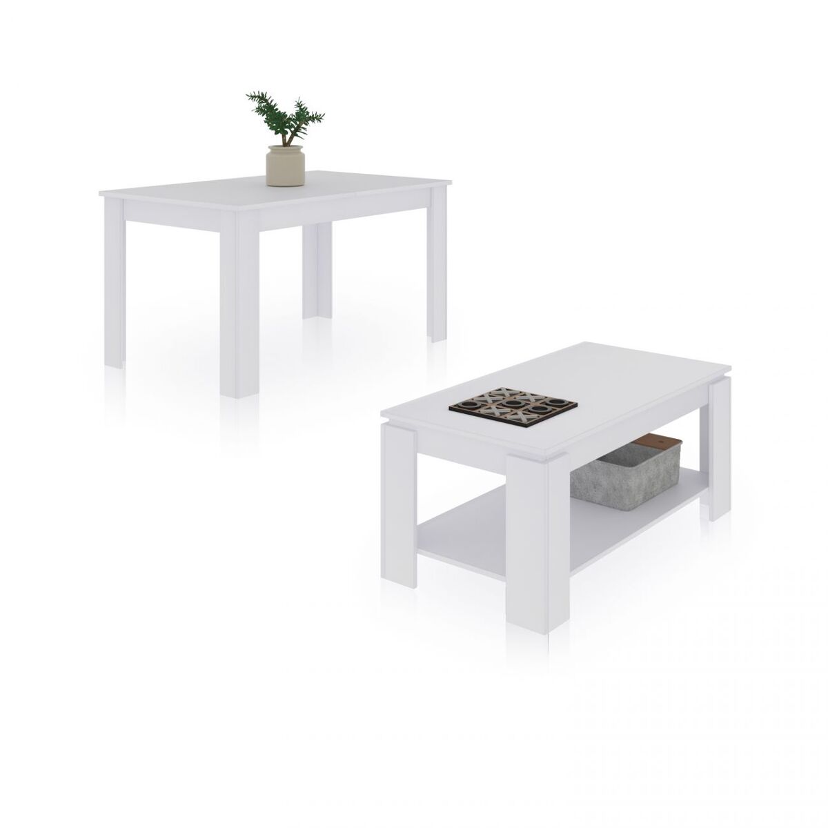 Pack mesa de comedor 123 y mesa de centro lya blanco artik (blanco mate) 123 x 78 x cm