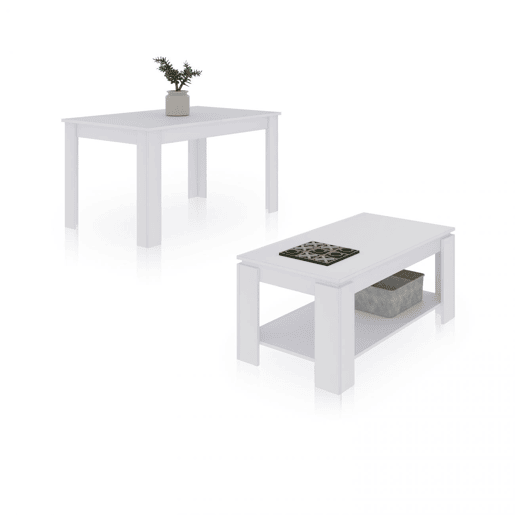 Mesa de jantar Pack 123 e mesa de centro Lya Artik White (Branco mate) 123 x 78 x 75 cm