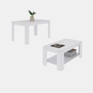 Mesa de jantar Pack 123 e mesa de centro Lya Artik White (Branco mate) 123 x 78 x 75 cm