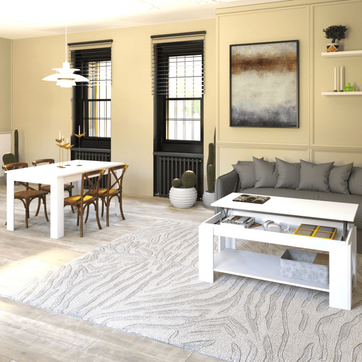 Mesa de jantar Pack 123 e mesa de centro Lya Artik White (Branco mate) 123 x 78 x 75 cm