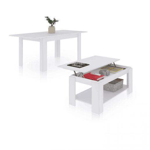 Mesa de jantar Pack 123 e mesa de centro Lya Artik White (Branco mate) 123 x 78 x 75 cm