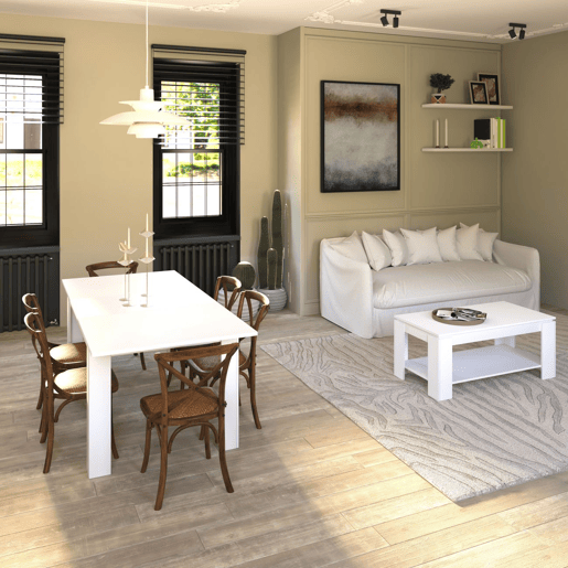 Mesa de jantar Pack 123 e mesa de centro Lya Artik White (Branco mate) 123 x 78 x 75 cm