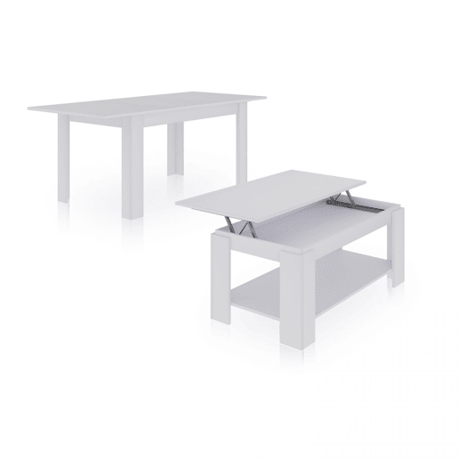 Mesa de jantar Pack 123 e mesa de centro Lya Artik White (Branco mate) 123 x 78 x 75 cm