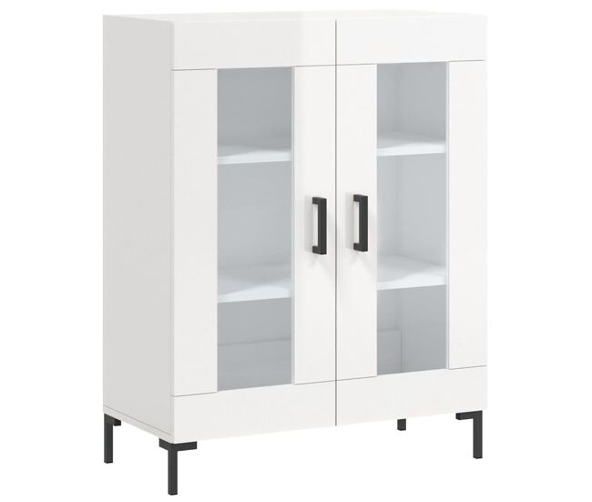 Vidaxl aparador de madera contrachapada blanco brillante 69,5x34x90 cm