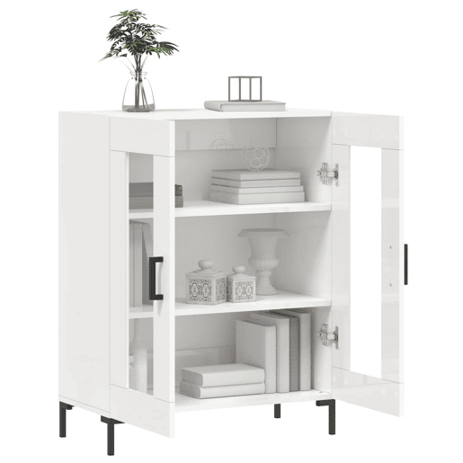 vidaXL Aparador 69,5x34x90 cm madeira processada branco brilhante vidaXL Aparador 69,5x34x90 cm madeira processada branco brilhante