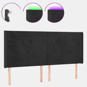 vidaXL Cabeceira de cama c luzes LED veludo 183x16x118128 cm preto