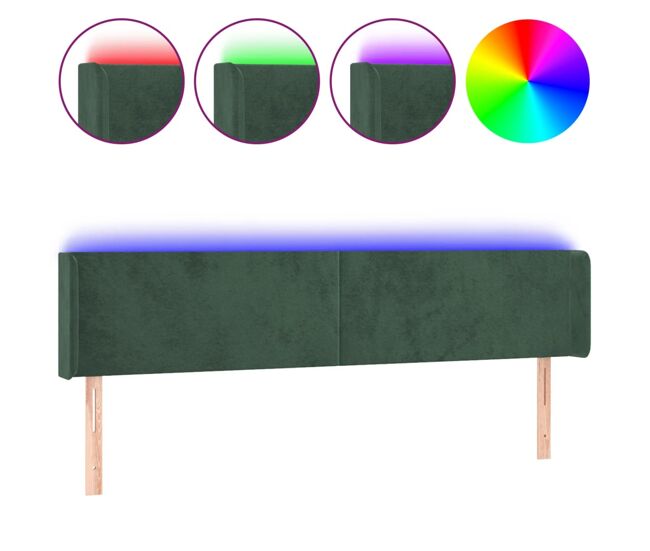 Vidaxl cabecero con led de terciopelo verde oscuro 183x16x78/88 cm