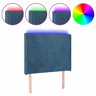 vidaXL Cabeceira cama c luzes LED veludo 83x16x118128 cm azul-escuro