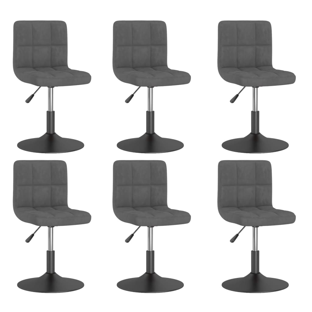 Vidaxl sillas de comedor giratorias 6 unidades terciopelo gris oscuro