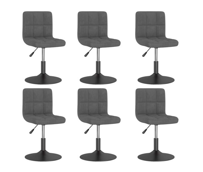 Vidaxl sillas de comedor giratorias 6 unidades terciopelo gris oscuro