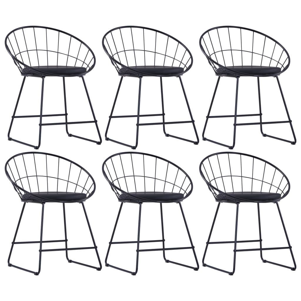 Vidaxl sillas de comedor asientos de cuero sintético 6 uds acero negro