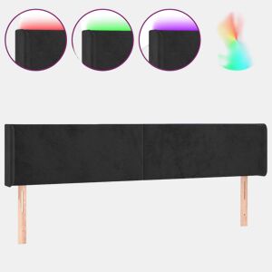 vidaXL Cabeceira de cama c luzes LED veludo 163x16x7888 cm preto