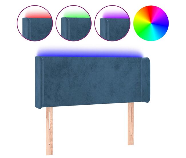 Vidaxl cabecero con led de terciopelo azul oscuro 83x16x78/88 cm
