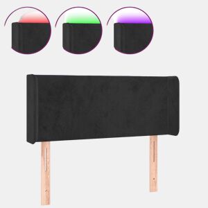vidaXL Cabeceira de cama c luzes LED veludo 93x16x7888 cm preto