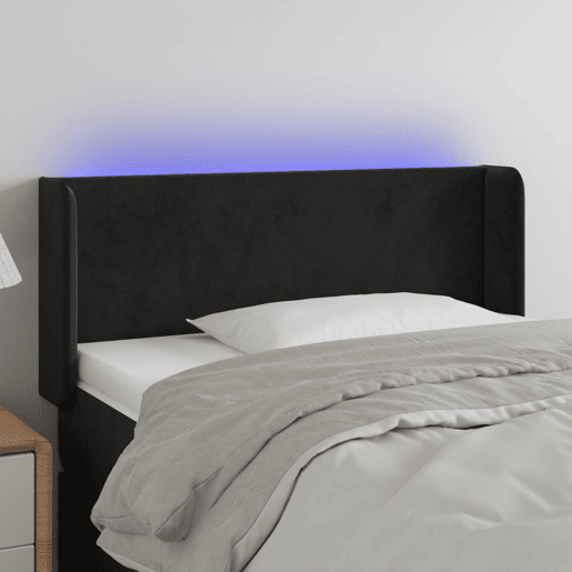 vidaXL Cabeceira de cama c luzes LED veludo 93x16x7888 cm preto vidaXL Cabeceira de cama c luzes LED veludo 93x16x7888 cm preto
