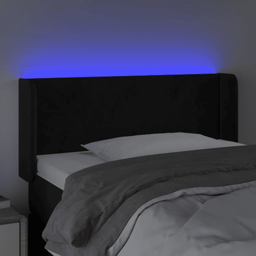 vidaXL Cabeceira de cama c luzes LED veludo 93x16x7888 cm preto vidaXL Cabeceira de cama c luzes LED veludo 93x16x7888 cm preto