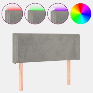 vidaXL Cabeceira de cama c luzes LED veludo 93x16x7888cm cinza-claro