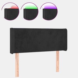 vidaXL Cabeceira de cama c luzes LED veludo 83x16x7888 cm preto