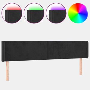 vidaXL Cabeceira de cama c luzes LED veludo 203x16x7888 cm preto