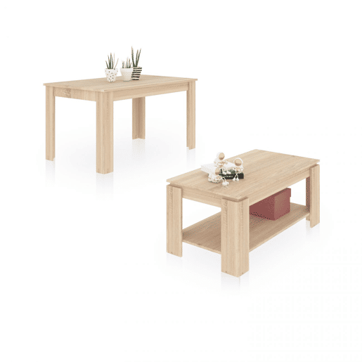 Conjunto de mesa de jantar 140 e mesa de centro Lya Carvalho canadiano 140 x 78 x 90 cm