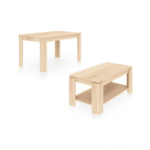 Conjunto de mesa de jantar 140 e mesa de centro Lya Carvalho canadiano 140 x 78 x 90 cm