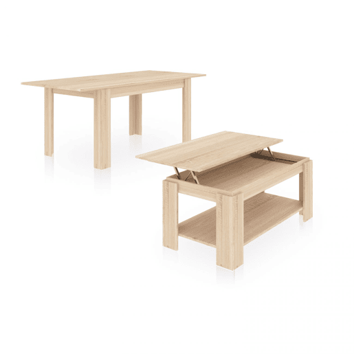 Conjunto de mesa de jantar 140 e mesa de centro Lya Carvalho canadiano 140 x 78 x 90 cm