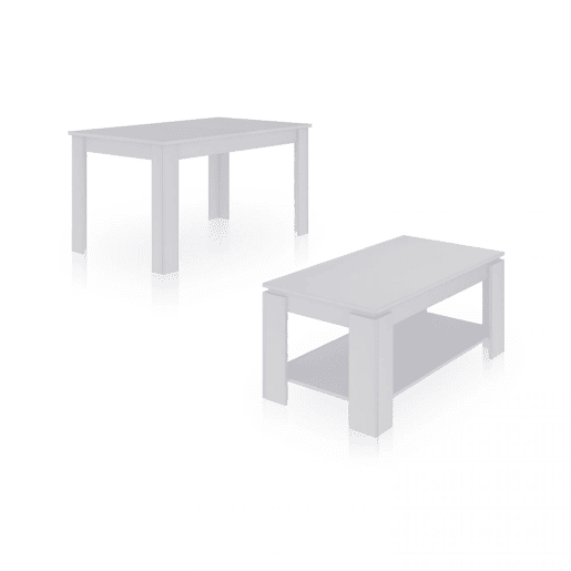 Conjunto de mesa de jantar 140 e mesa de centro Lya Artik White (Branco mate) 140 x 78 x 90 cm