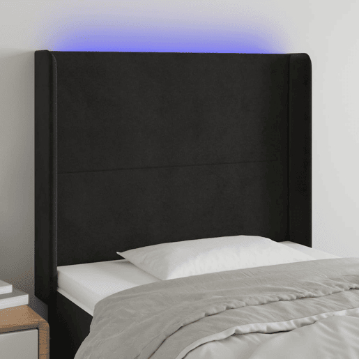 vidaXL Cabeceira de cama c luzes LED veludo 83x16x118128 cm preto vidaXL Cabeceira de cama c luzes LED veludo 83x16x118128 cm preto