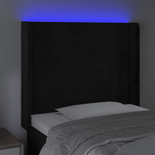 vidaXL Cabeceira de cama c luzes LED veludo 83x16x118128 cm preto vidaXL Cabeceira de cama c luzes LED veludo 83x16x118128 cm preto