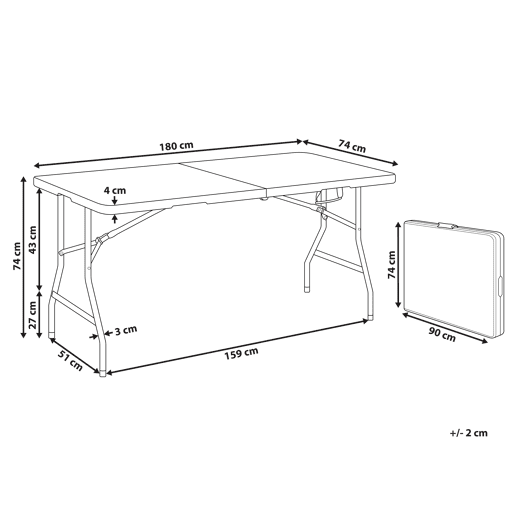 Mesa de jantar de exterior para 6 pessoas CUGNOLI 180 cm 74 cm Branco