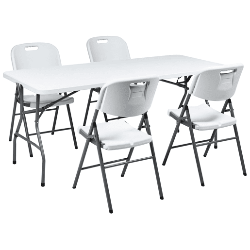 Conjunto de refeições de jardim 4 lugares CUGNOLI Dobrável Branco