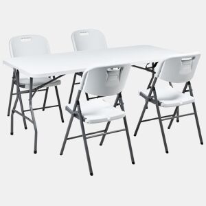 Conjunto de refeições de jardim 4 lugares CUGNOLI Dobrável Branco