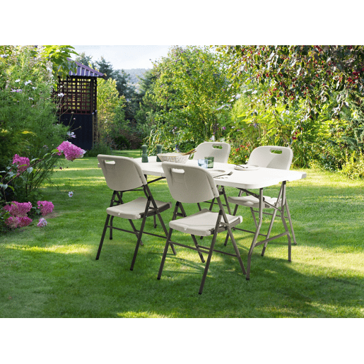 Conjunto de refeições de jardim 4 lugares CUGNOLI Dobrável Branco
