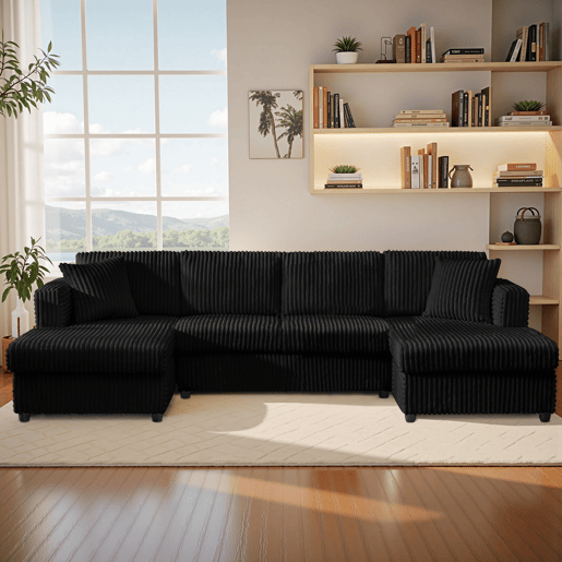 Moderno Sofá Multilugares YHL Voyura LS2219-Black - Almofada de Bombazine e Enchimento de Espuma - Preto