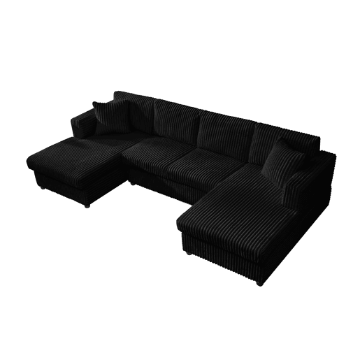 Moderno Sofá Multilugares YHL Voyura LS2219-Black - Almofada de Bombazine e Enchimento de Espuma - Preto