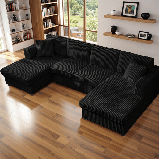 Moderno Sofá Multilugares YHL Voyura LS2219-Black - Almofada de Bombazine e Enchimento de Espuma - Preto