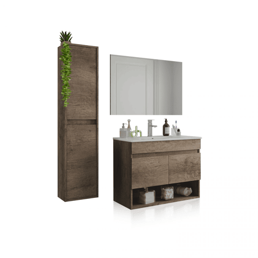 Conjunto de casa de banho com lavatório de resina e coluna Thai Plus Nórdico 80 x 64 x 45 cm