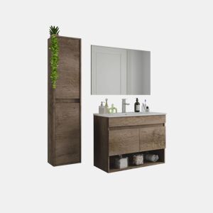 Conjunto de casa de banho com lavatório de resina e coluna Thai Plus Nórdico 80 x 64 x 45 cm