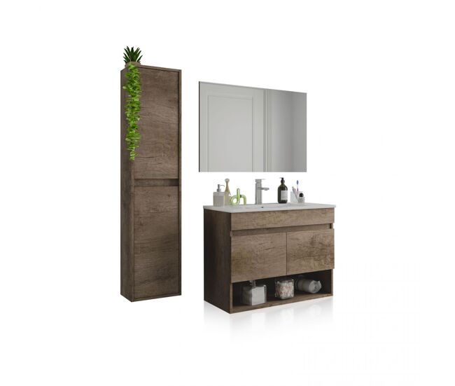 Pack de baño con lavabo de resina y columna thai plus nordik 80 x 64 x 45 cm