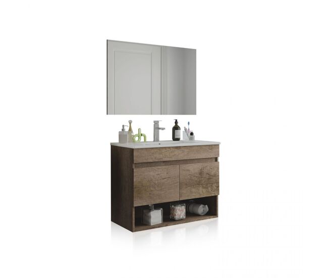 Pack de baño con lavabo cerámico thai nordik 80 x 64 x 45 cm