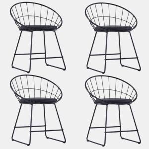 vidaXL Cadeiras jantar c assentos em couro artificial 4 pcs aço preto