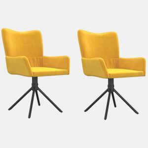 vidaXL Cadeiras de jantar giratórias 2 pcs veludo amarelo