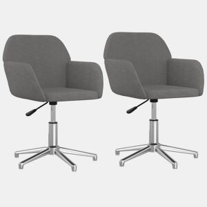 vidaXL Cadeiras de jantar giratórias 2 pcs tecido cinzento-claro