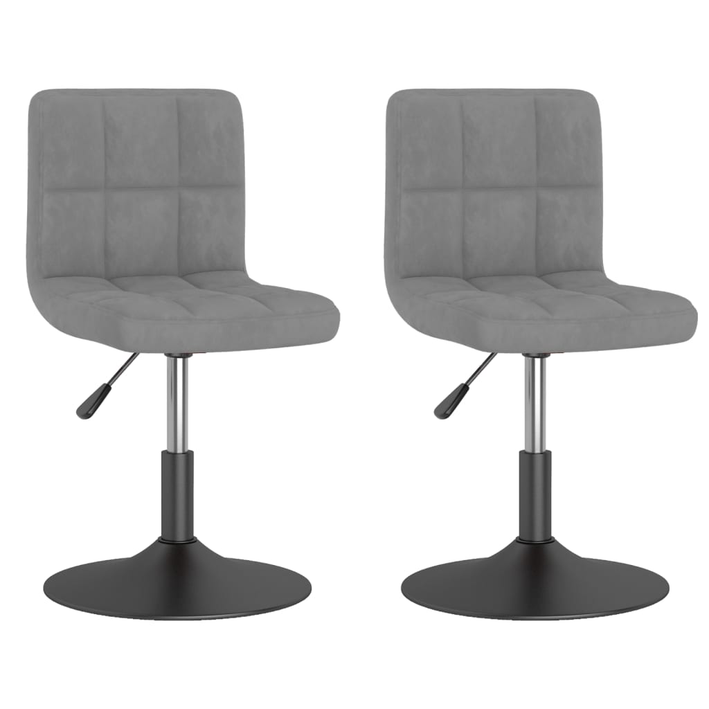 Vidaxl sillas de comedor giratorias 2 uds de terciopelo gris claro
