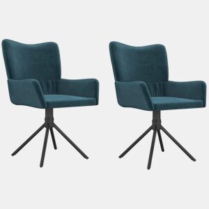vidaXL Cadeiras de jantar giratórias 2 pcs veludo azul