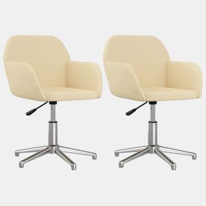 vidaXL Cadeiras de jantar giratórias 2 pcs tecido cor creme